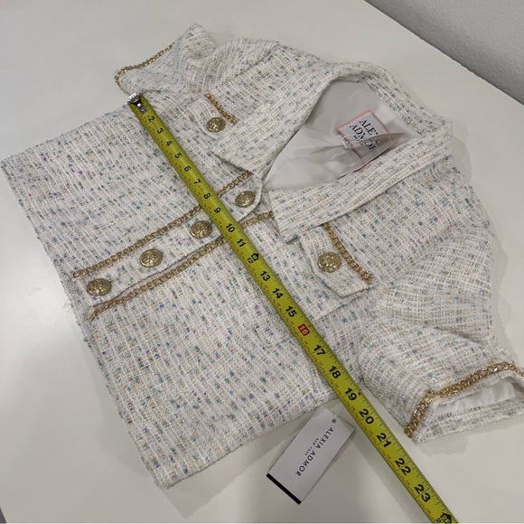 Alexia Admor Selena Short Sleeve Tweed Cropped Blazer Size 8 preppy academia - Picture 5 of 6
